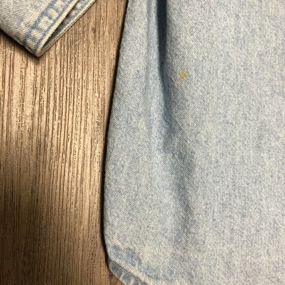 Vintage Button Up Denim Shirt with Bicycle Embroidery 90s Light Wash Jean Shirt - Picture 13 of 13